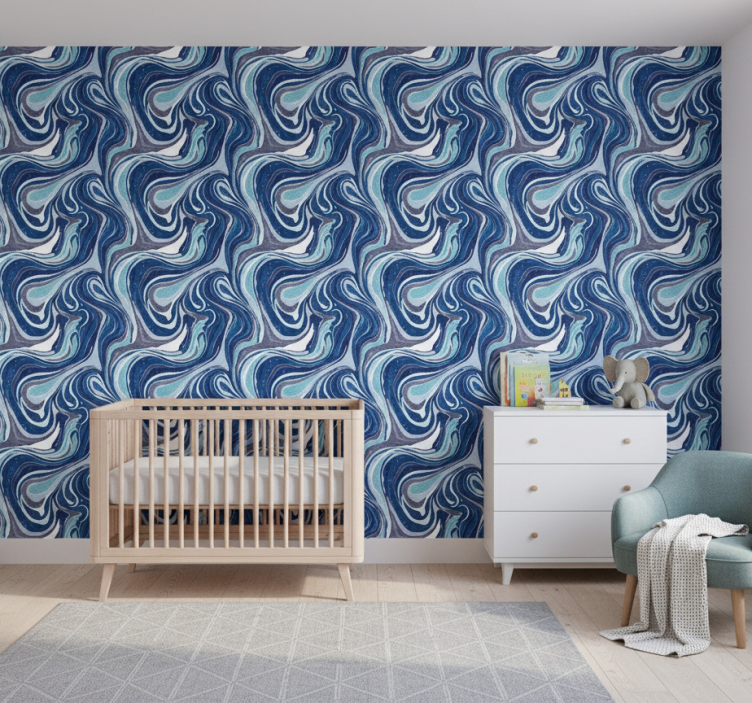Papier peint moderne motif abstrait sombre en spirale - TenStickers