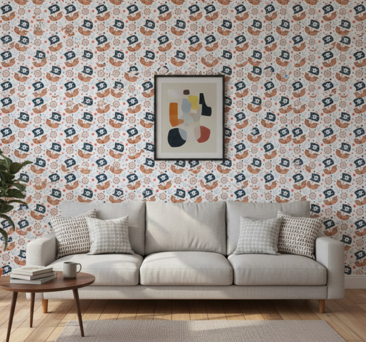 Papier peint moderne motif de pirates en dessin animé - TenStickers