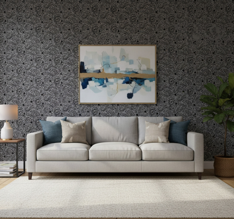 Papier peint moderne motifs tourbillons ornés - TenStickers