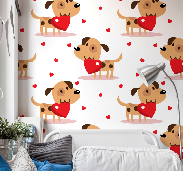 Papier peint chiens amour de chiot - TenStickers