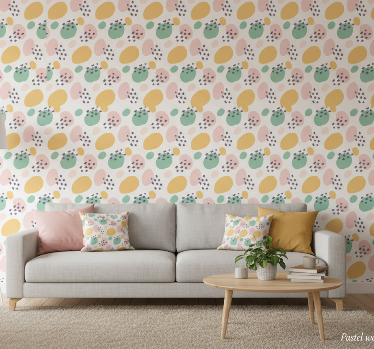 Papier peint motif formes artistiques pastel - TenStickers