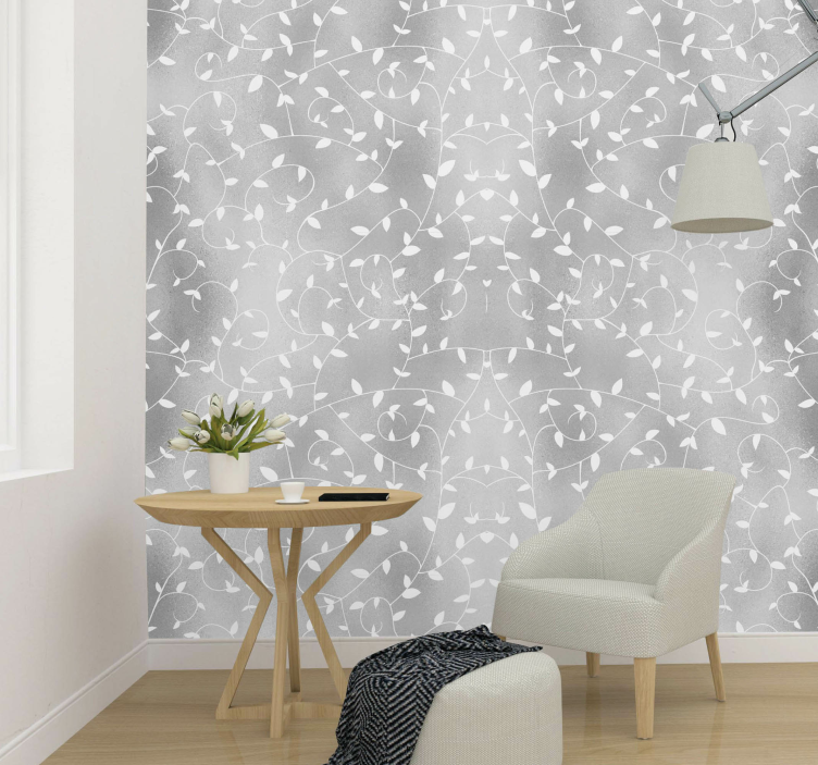 Papier peint feuillage branches blanches - TenStickers