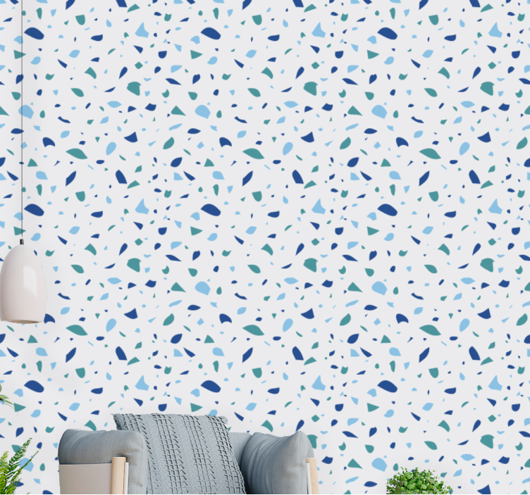 Papier peint motif terrazzo bleu simple - TenStickers