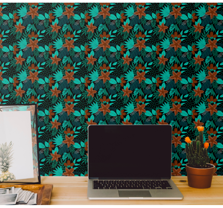 Papier peint nature motif de feuille tropicale - TenStickers