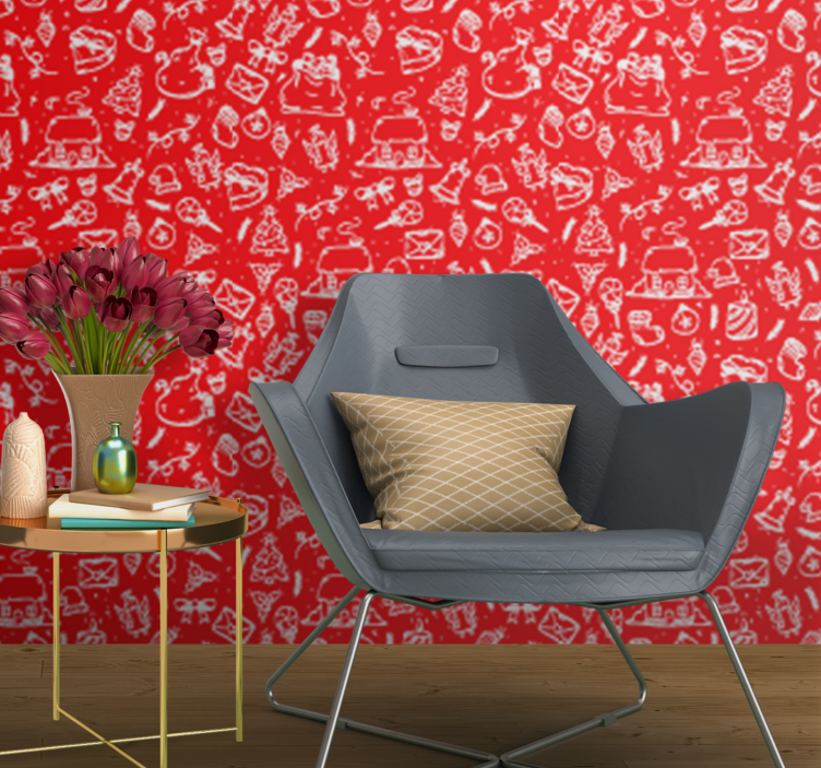 Papier peint nature motif floral rouge - TenStickers
