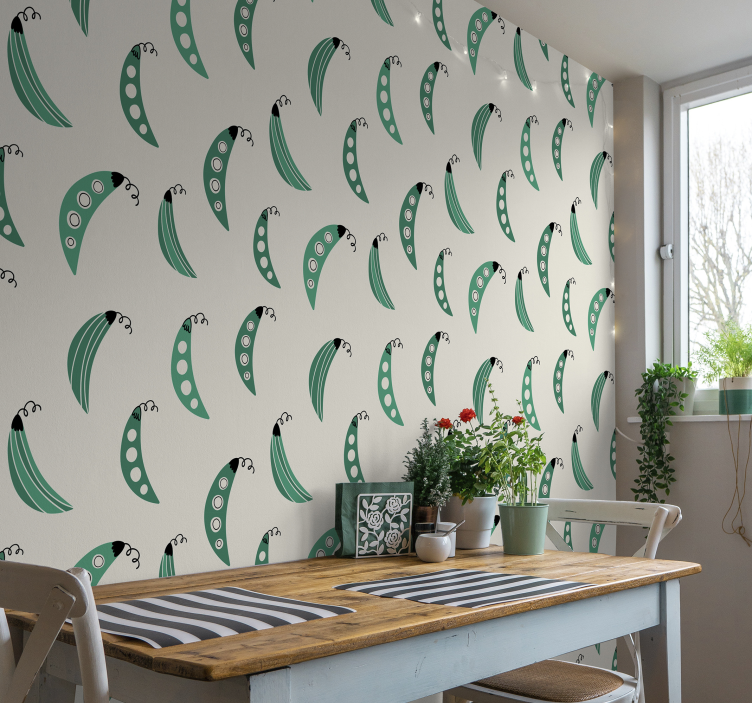 Papier peint cuisine motifs de pois verts - TenStickers