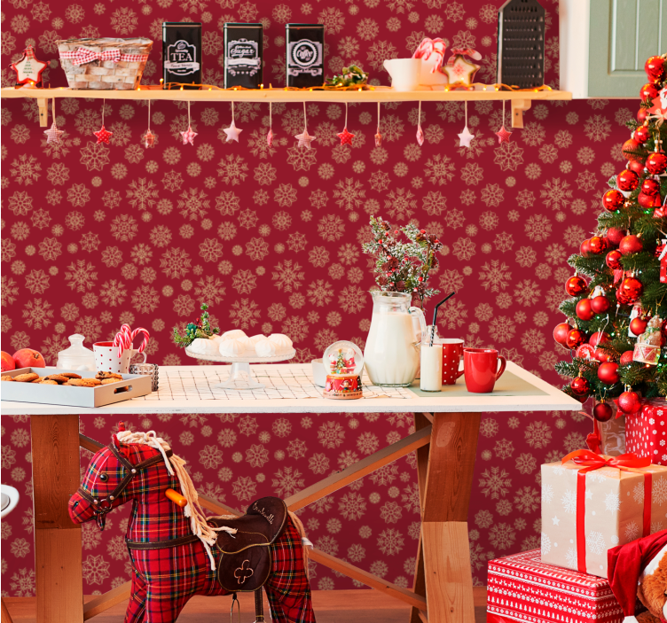 Papier peint Noël motif floral givré - TenStickers