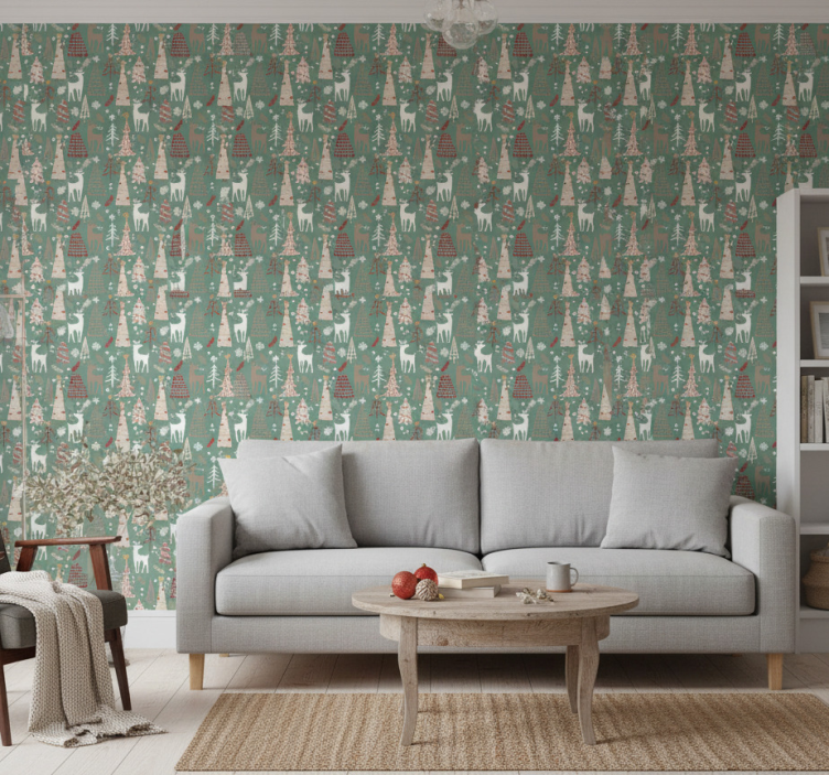 Papier peint noël motif forêt de noël - TenStickers