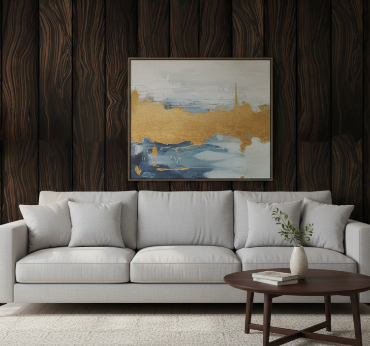 Papier peint bois motif feuilles foncées - TenStickers