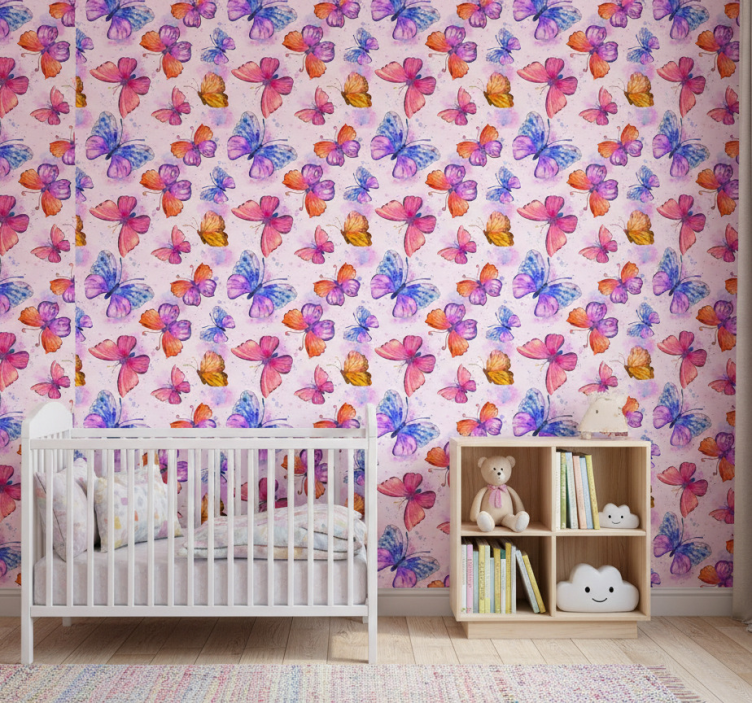 Papier peint papillons aquarelle colorée - TenStickers