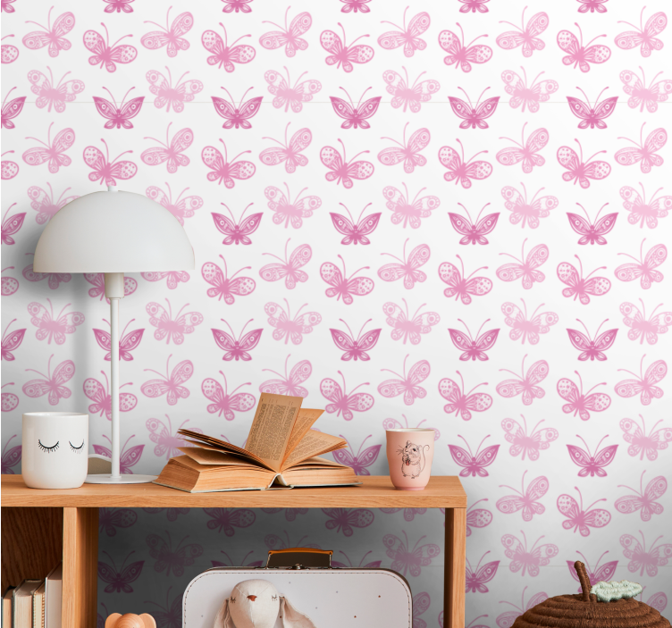 Papier peint papillons nuances de rose - TenStickers