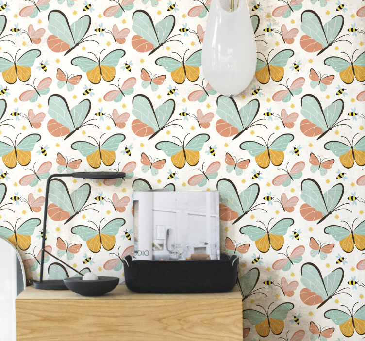 Papier peint papillons motif d'abeilles - TenStickers