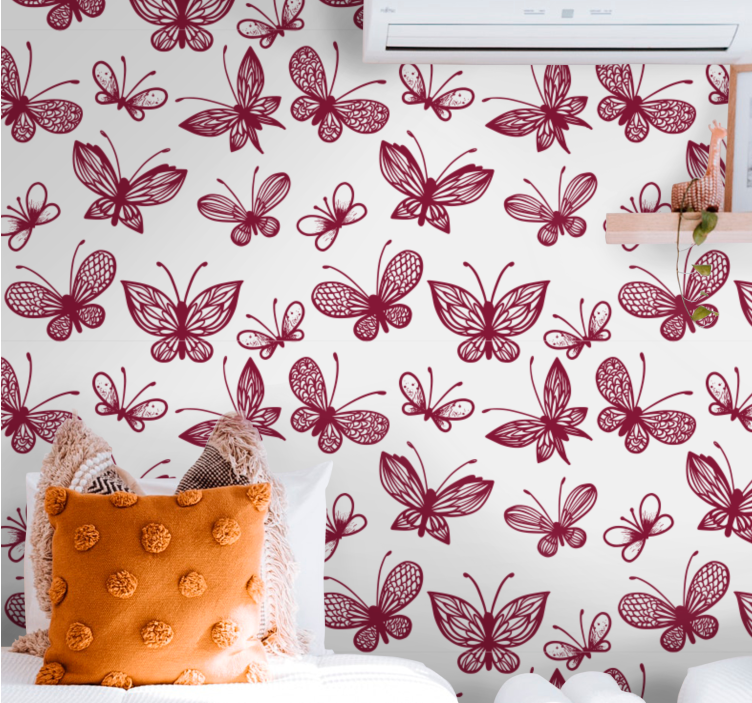 Papier peint papillons motif volant rose - TenStickers