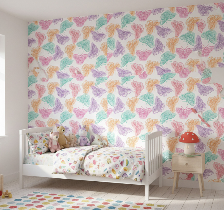 Papier peint papillons silhouette colorée - TenStickers