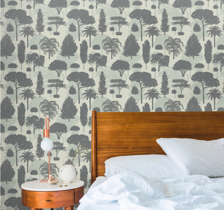 Papier peint paysage modèle de silhouette d'arbre - TenStickers