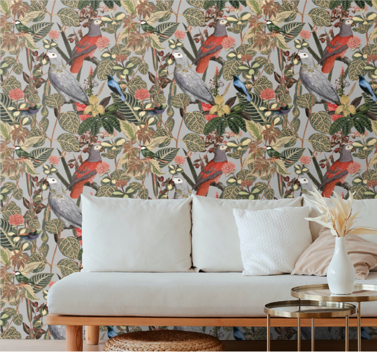 Papier peint perroquet motif exotique - TenStickers