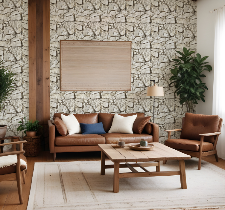 Papier peint pierre beige clair - TenStickers