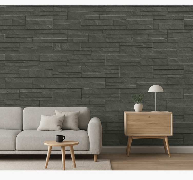 Papier peint pierre pierre de ledge charbon - TenStickers