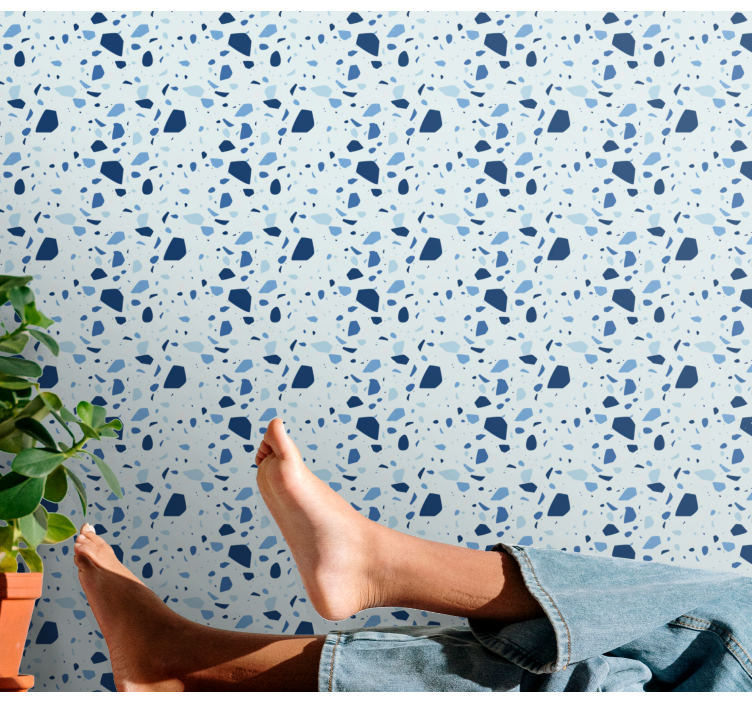 Papier peint salle de bain imitation pierre terrazzo bleu - TenStickers