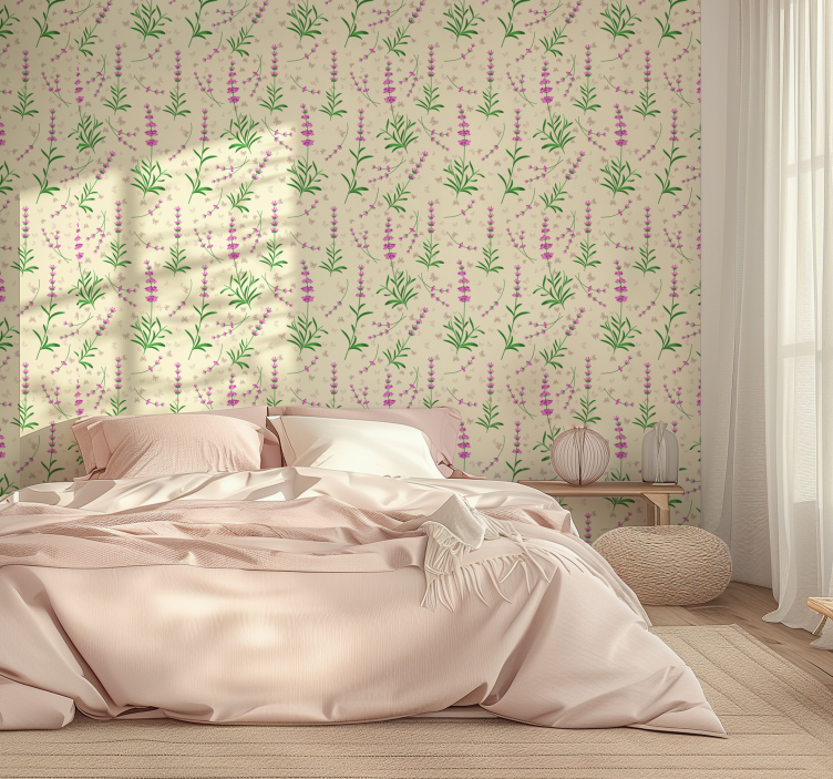 Papier peint chambre adulte conception de plantes roses - TenStickers