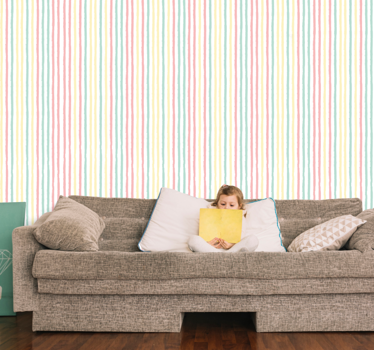 Papier peint rayures motif vertical coloré - TenStickers