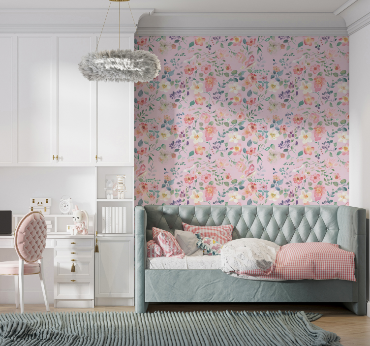 Papier peint rose explosion de printemps - TenStickers