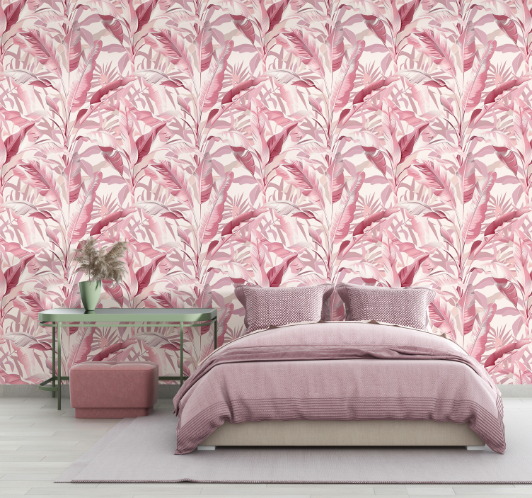 Papier peint rose forêt tropicale - TenStickers