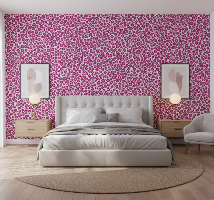 Papier peint rose imprimé léopard fuchsia - TenStickers