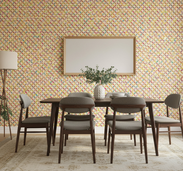 Papier peint salle à manger géométrique coloré - TenStickers