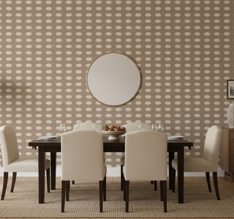 Papier peint salle à manger motif cercles bruns géométriques - TenStickers