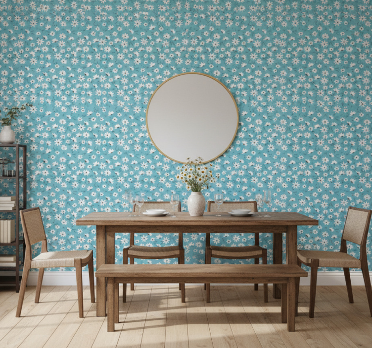 Papier peint salle à manger motif floral marguerite - TenStickers