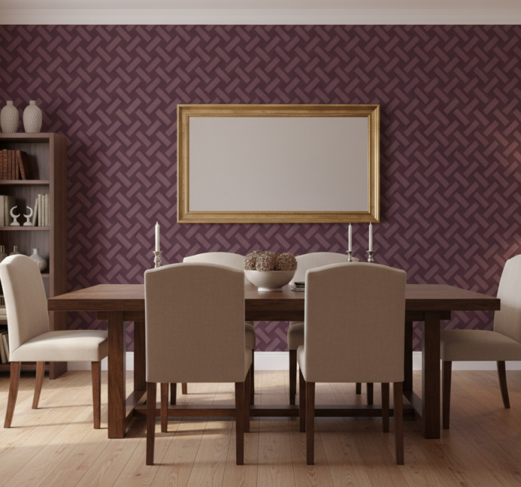 Papier peint salle à manger motif géométrique violet - TenStickers