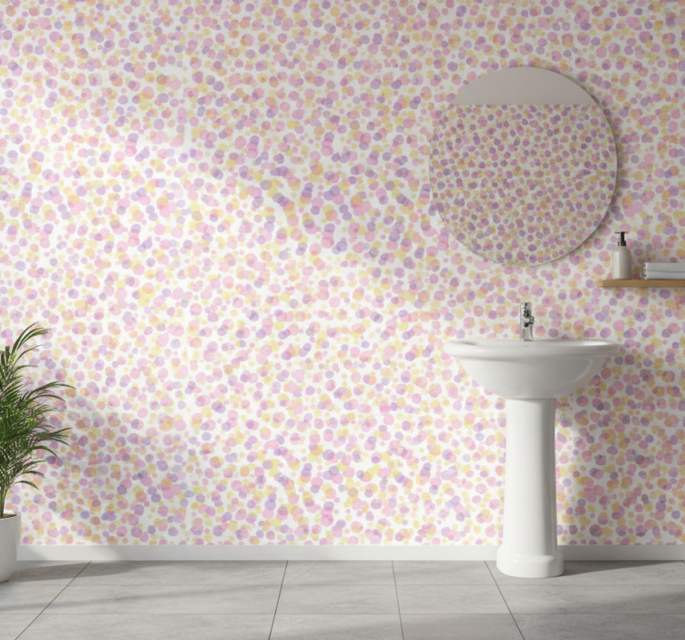 Papier peint salle de bain motif bulles roses - TenStickers