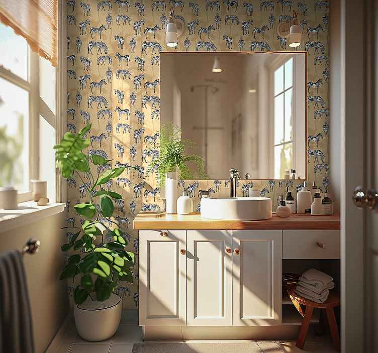Papier peint salle de bain zèbres safari - TenStickers
