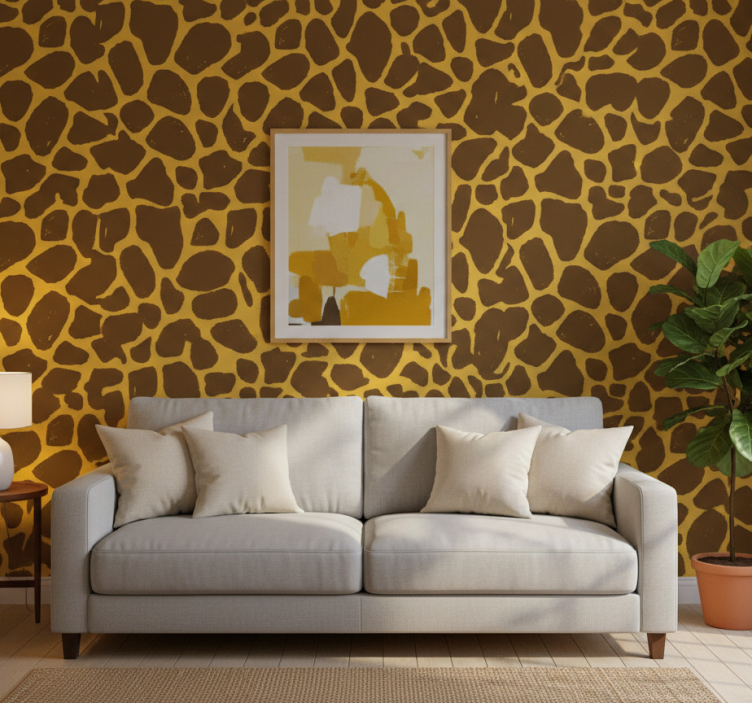 Papier peint salon motif girafe - TenStickers