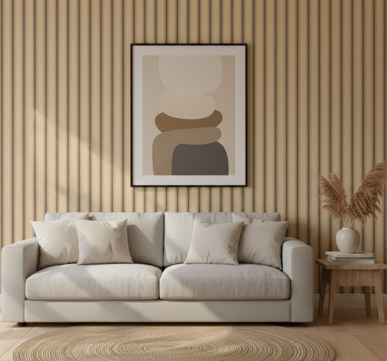 Papier peint salon motif minimaliste tubes bruns - TenStickers