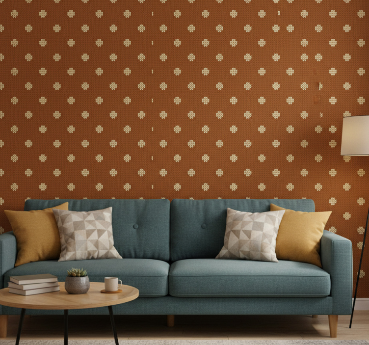 Papier peint salon motif tricot à pois - TenStickers