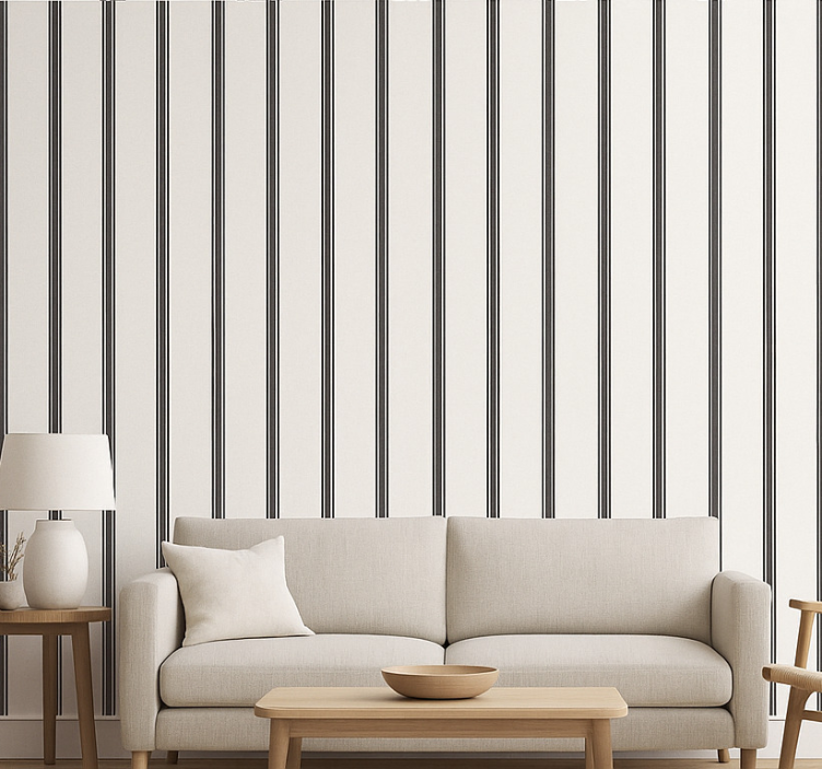 Papier peint salon rayures noires - TenStickers