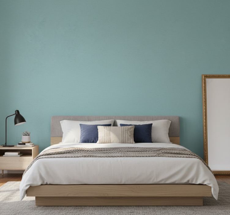 Papier peint scandinave bleu sarcelle uni - TenStickers