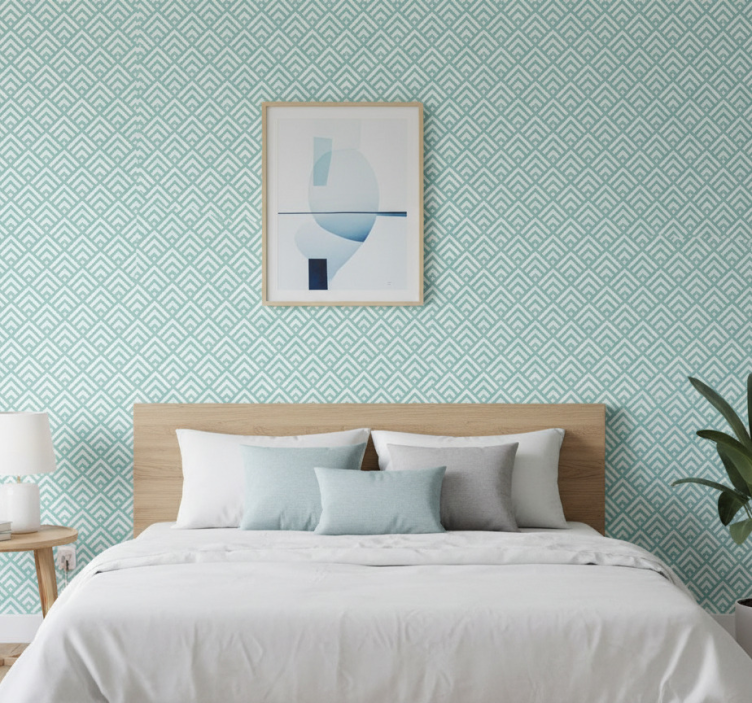Papier peint scandinave motif lignes aquamarine irrégulières - TenStickers