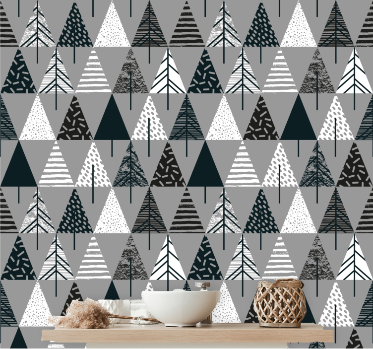 Papier peint triangles motif gris scandinave - TenStickers