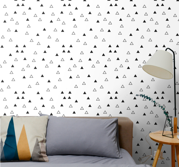 Papier peint triangles motif scandinave noir et blanc - TenStickers