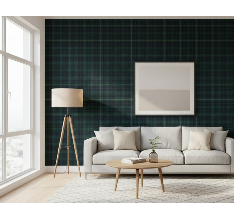 Papier peint vert tartan foncé - TenStickers