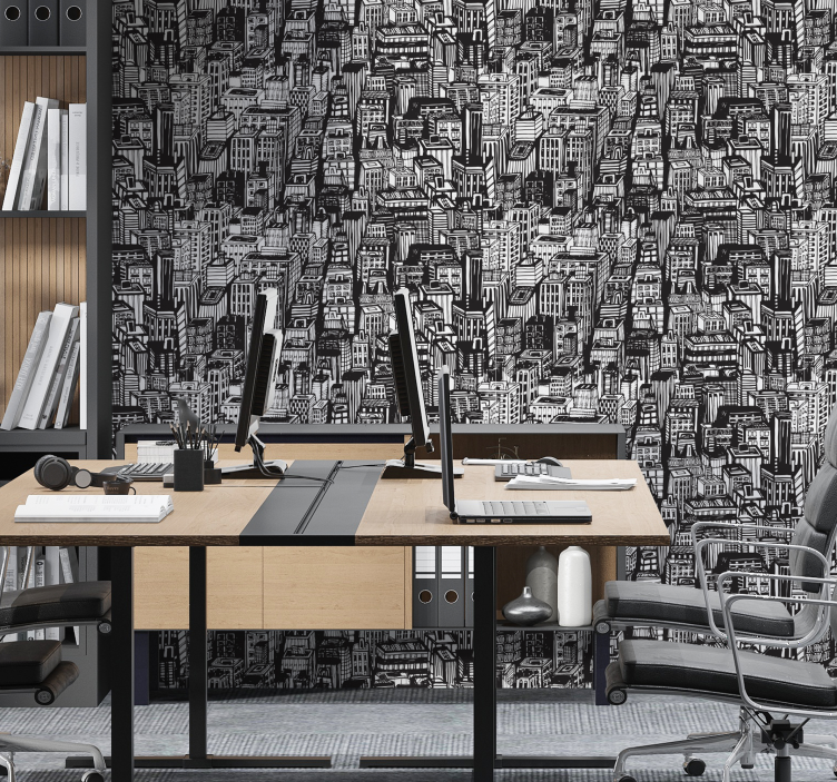 Papier peint ville croquis chaos urbain - TenStickers