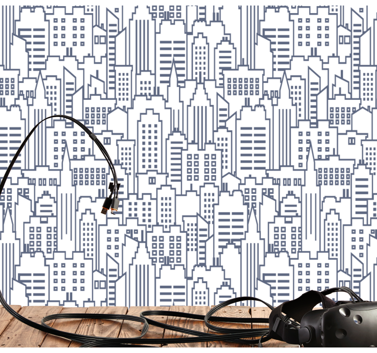 Papier peint ville silhouettes d'horizon urbain - TenStickers