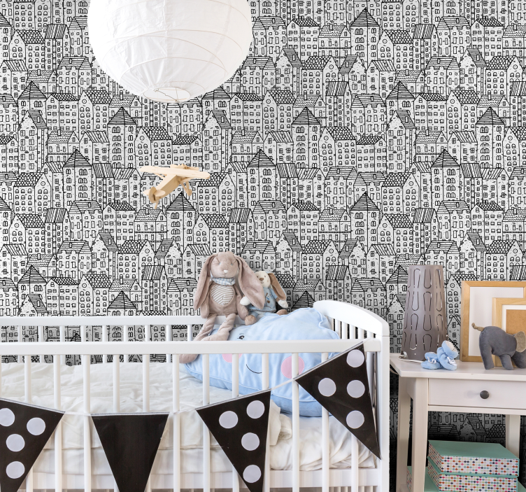 Papier peint villes et pays dessin urbain monochrome - TenStickers