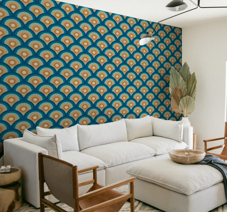 Papier peint vintage cercles style années 60 - TenStickers