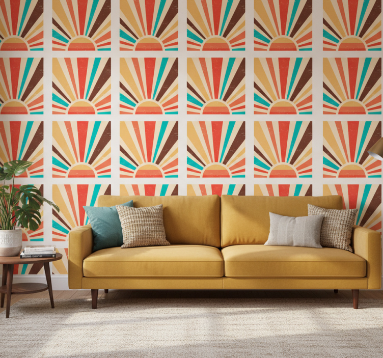 Papier peint vintage coucher de soleil abstrait vintage - TenStickers