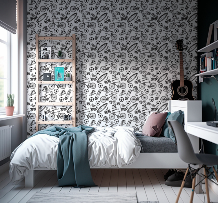 Papier peint vintage dessins sportifs - TenStickers