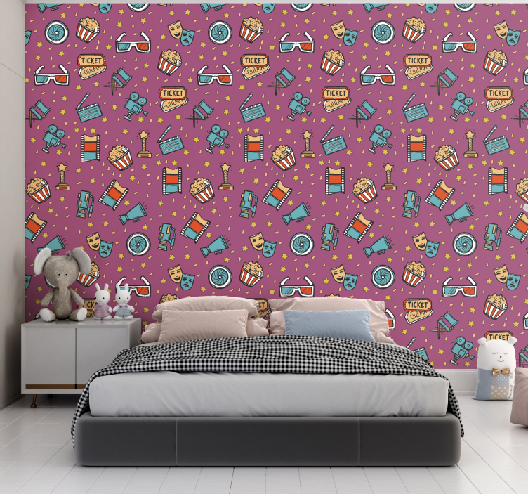 Soirée cinéma - fond d'écran fille enfants - TenStickers